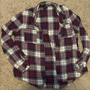 Full Tilt Red and Blue Plaid Women's Button Down Shirt